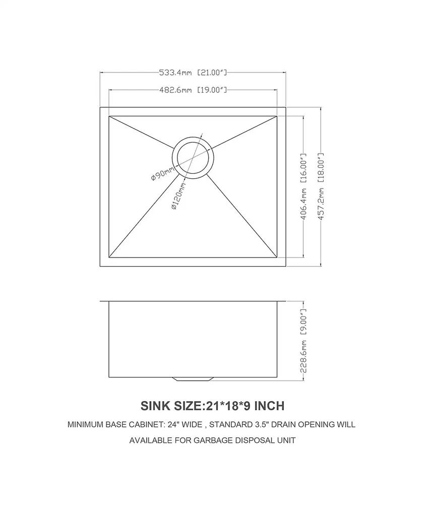 Flynama 21x18x9inch Undermount Kitchen Sink 16 Gauge Stainless Steel Deep Single Bowl with Grid 7
