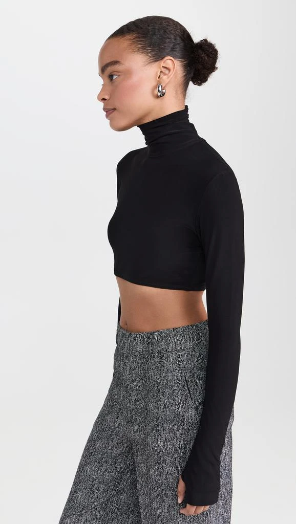 Norma Kamali Cropped Slim Fit Long Sleeve Turtleneck Top 3
