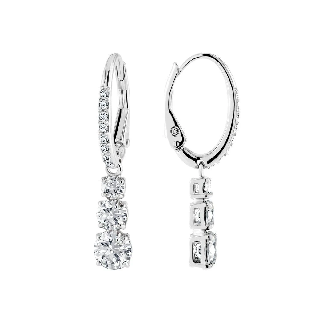 Swarovski Attract trilogy hoop earrings round cut white rhodium plated 9
