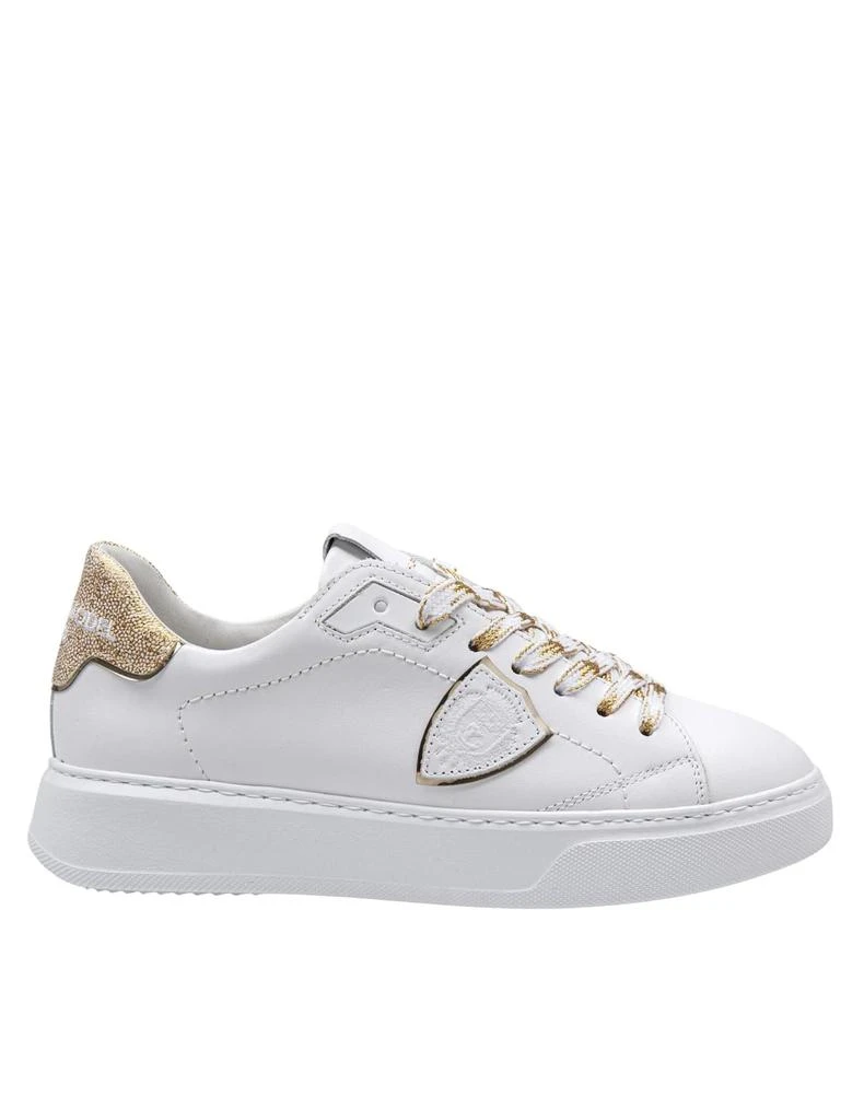 PHILIPPE MODEL Temple Leather Sneakers Color White/gold 1