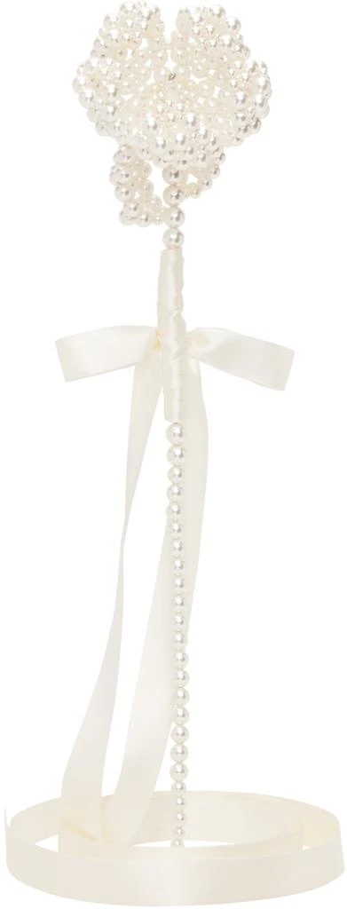 Simone Rocha SSENSE Exclusive White Beaded Large Flower Bag Charm 1