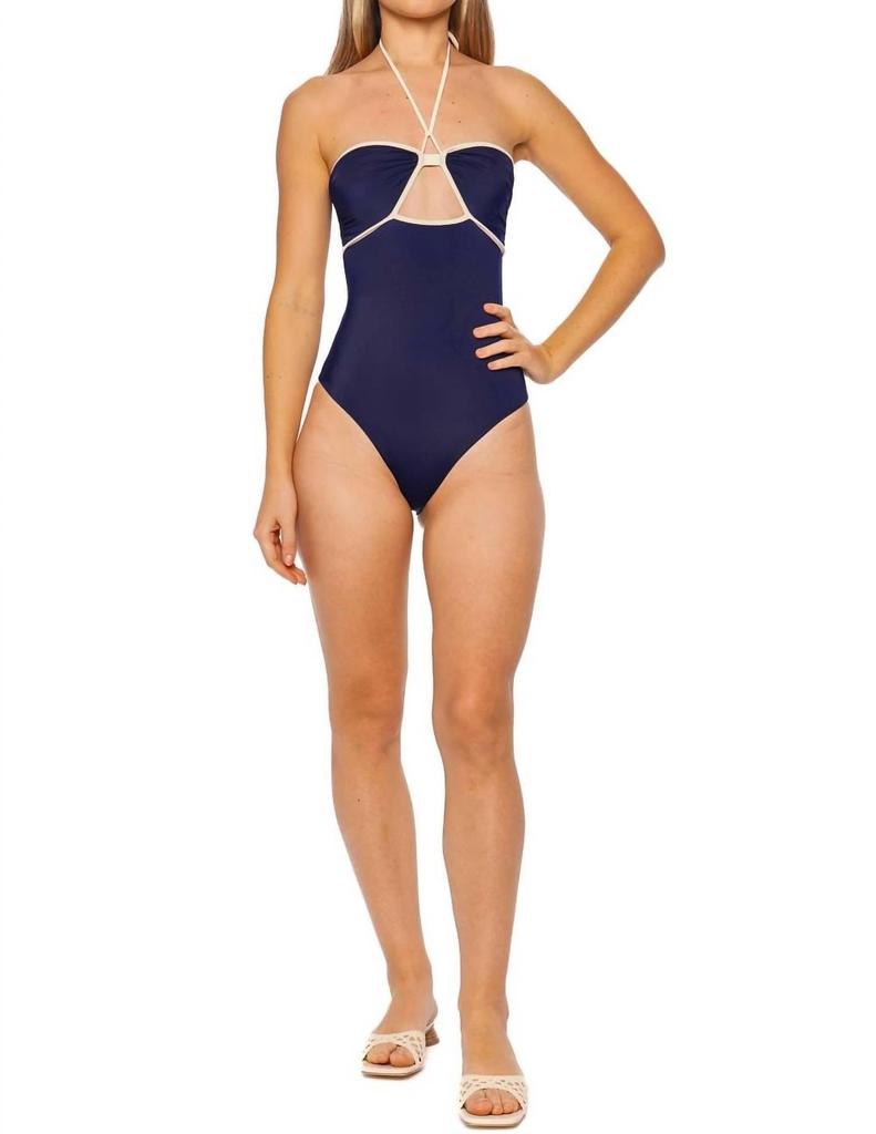 JOHANNA ORTIZ Sea Salt One Piece Swimsuit In Navy/ Ecru