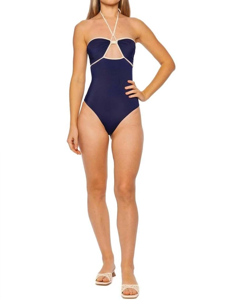 JOHANNA ORTIZ Sea Salt One Piece Swimsuit In Navy/ Ecru 1