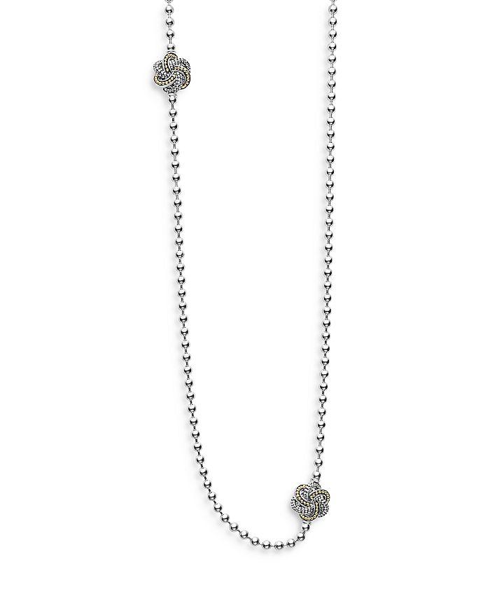 LAGOS Sterling Silver & 18K Yellow Gold Love Knot Station Necklace, 34"