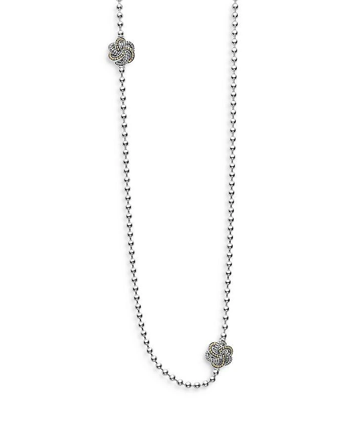 LAGOS Sterling Silver & 18K Yellow Gold Love Knot Station Necklace, 34" 1