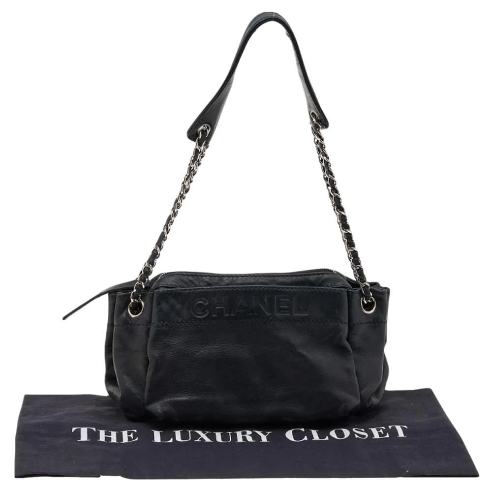 Chanel Chanel Black Leather Accordion Zipper Bag 10