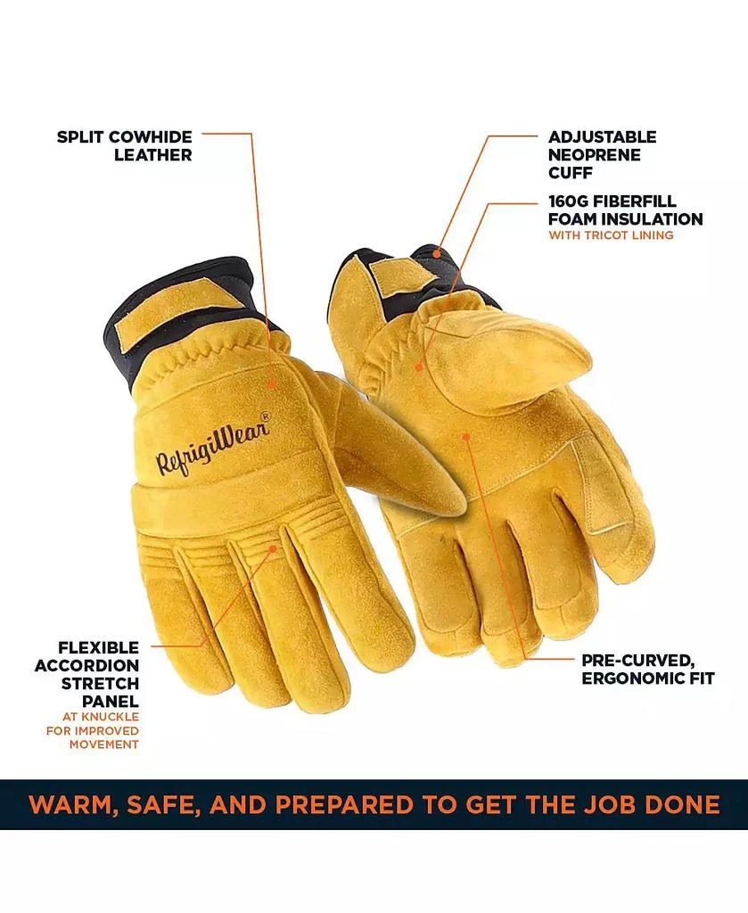 RefrigiWear Men's Stretch Knuckle Insulated Leather Gloves - Extreme Cold Protection, Flexible & Durable Work Gloves 3
