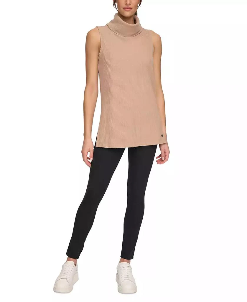 Marc New York by Andrew Marc Women's Brushed Rib Sleeveless Turtleneck Tunic with Side Vents Top 6