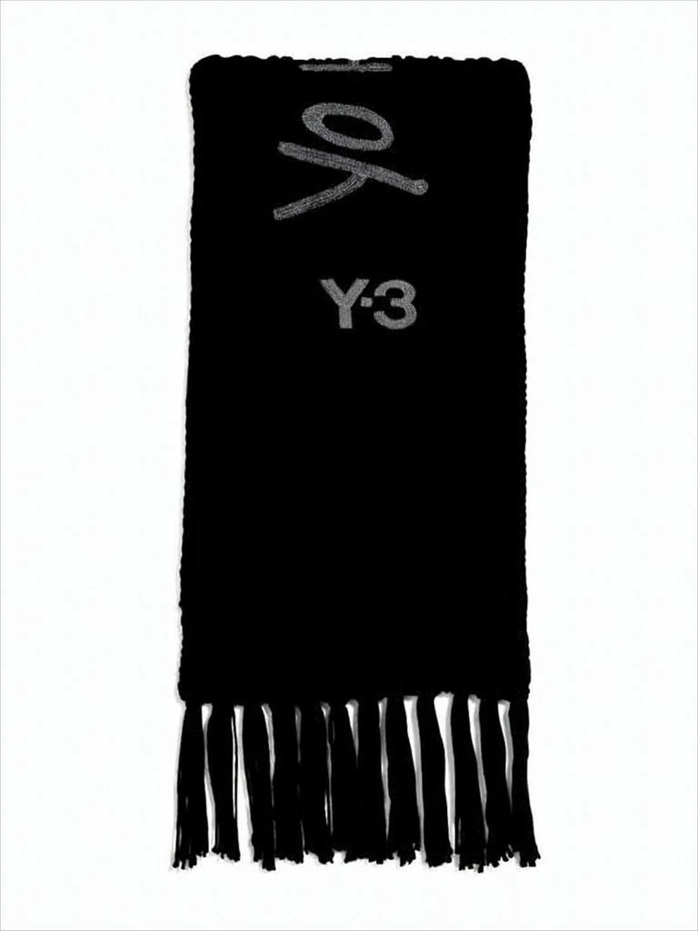 Y-3 Ribbed Black Knitted Scarf