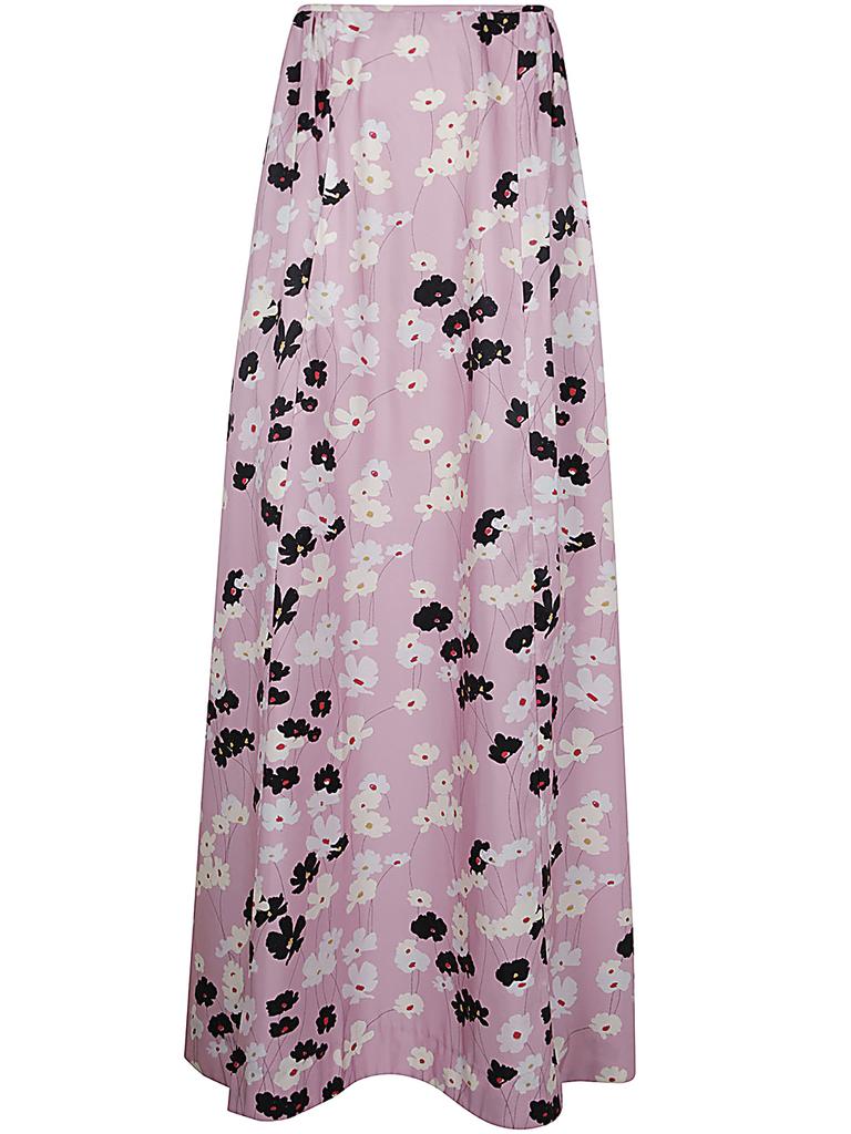 Shop Cecile Striped Skirt In Stripe - Red And Winter Pink on