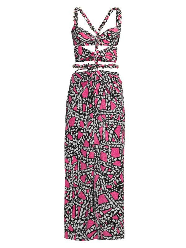 AREA Rope Cut Out Silk Maxi Dress 3