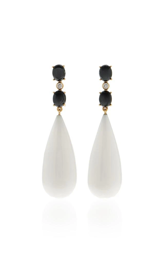 VALÉRE VALÉRE - Alexa 24k Gold-Plated Onyx; Stone Earrings - White - OS - Moda Operandi - Gifts For Her 1