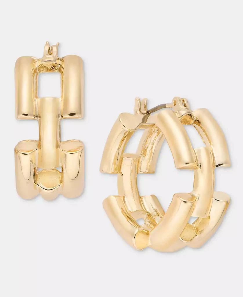 On 34th Gold-Tone Chain Link Small Huggie Hoop Earrings, 1", Macy
s Exclusive