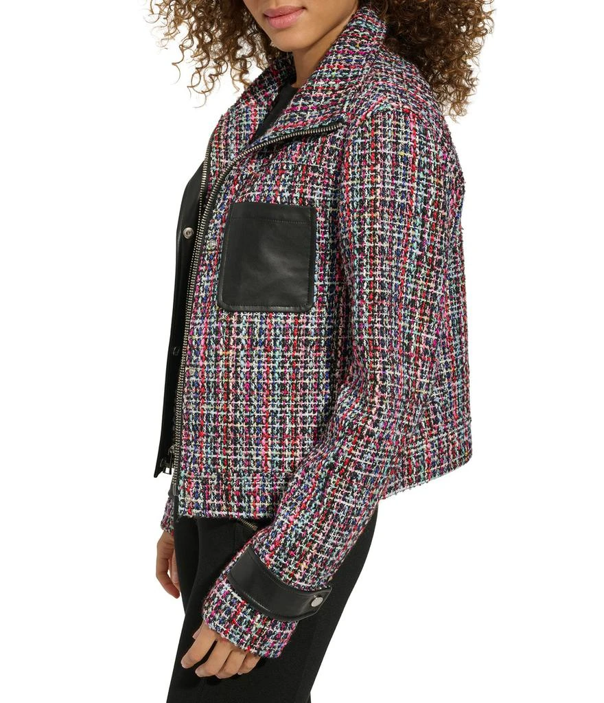 Karl Lagerfeld Paris TWEED AND FAUX LEATHER FRONT ZIP 4