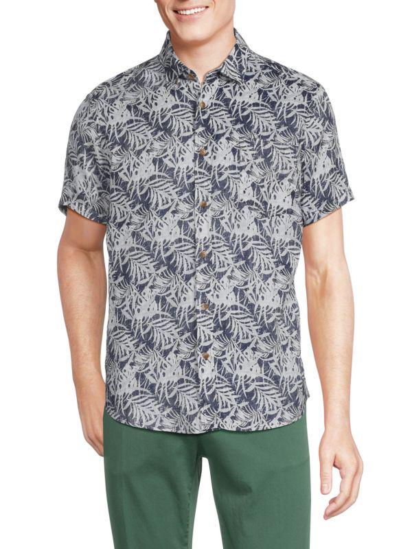 Report Leaf Print Linen Shirt