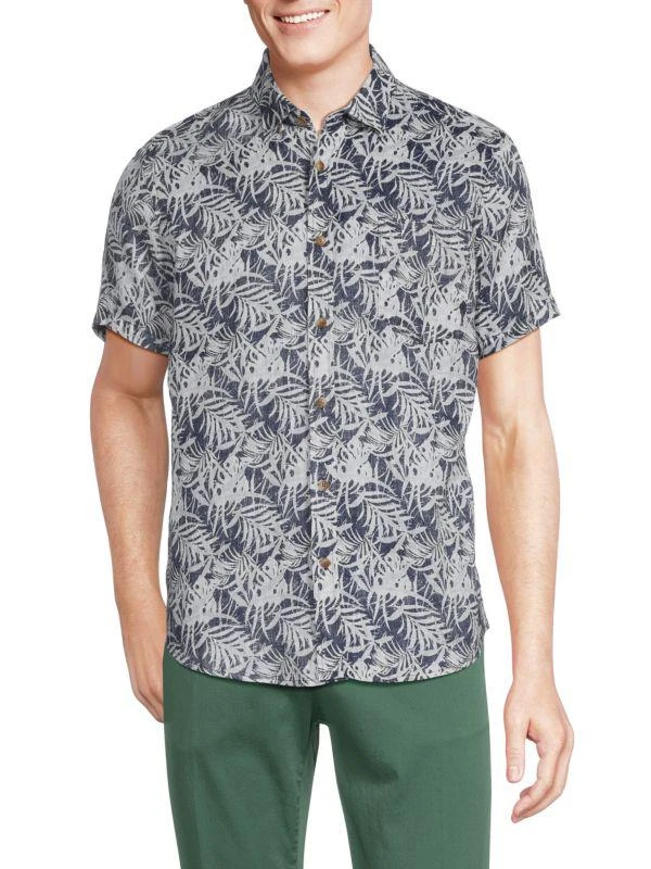 Report Leaf Print Linen Shirt 1