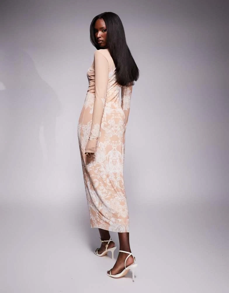 AFRM AFRM Shailene high neck mesh midi dress in almond ombre 4