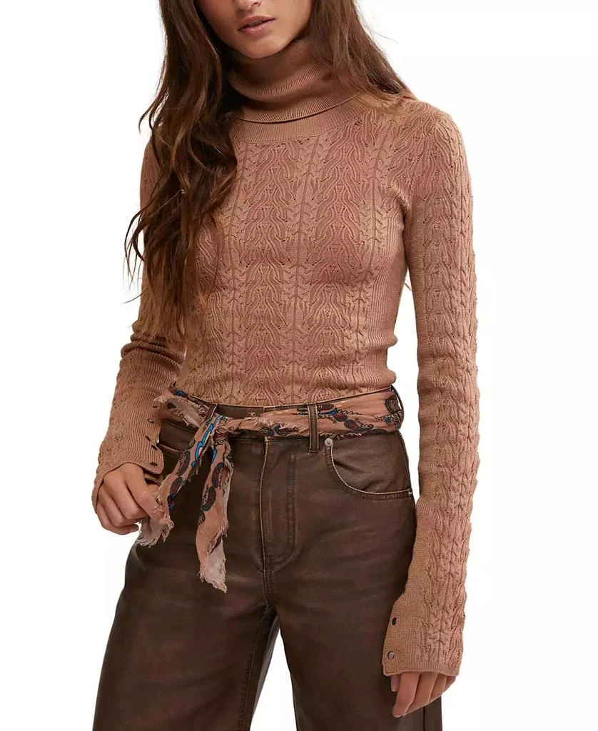 Free People Women's Maddie Cable-Knit Turtleneck Sweater 1