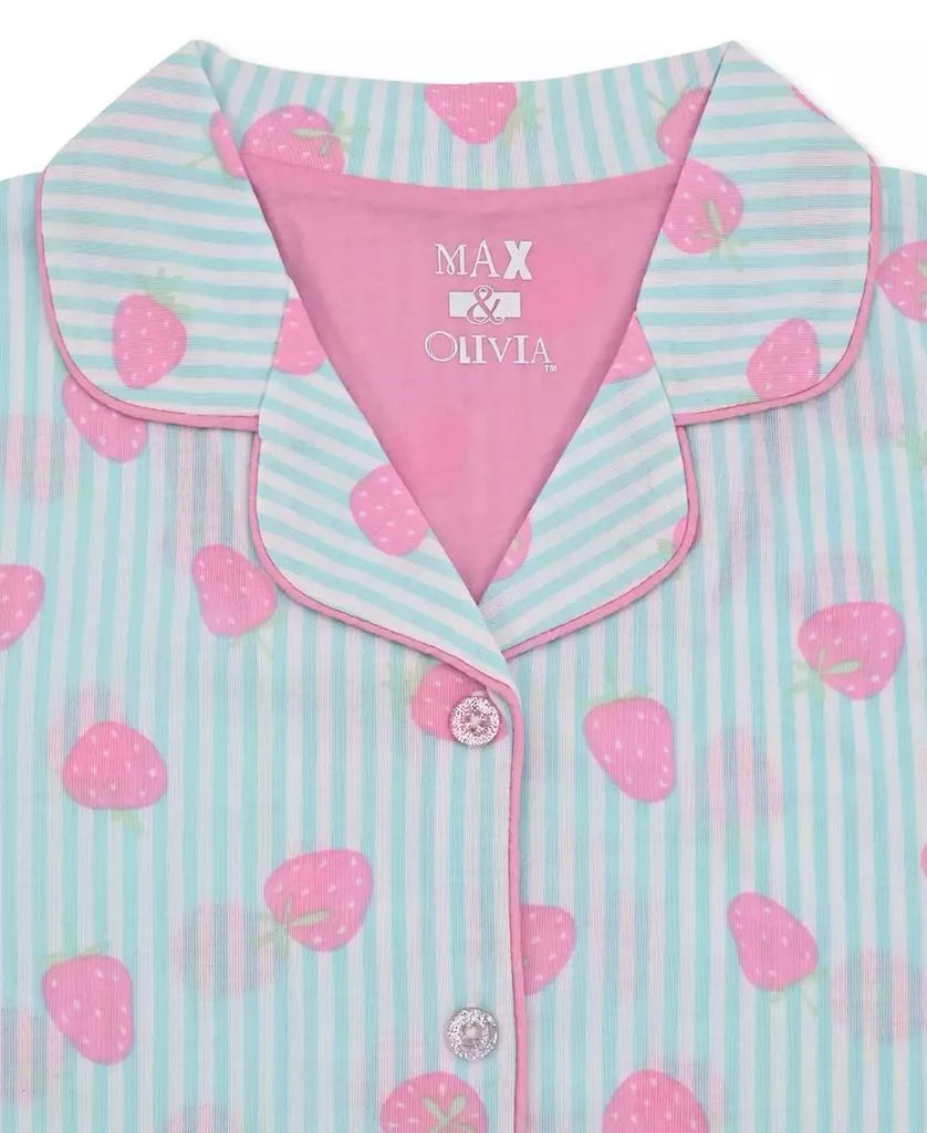 Max & Olivia Little & Big Girls Strawberry-Print Long Coat Pajamas, 3 Piece Set 2