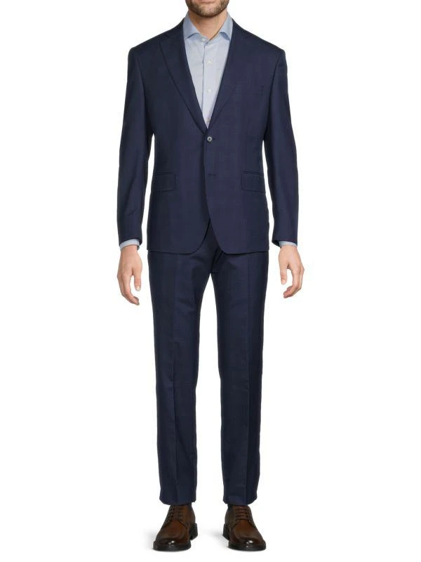 Saks Fifth Avenue Plaid Wool & Silk Modern-Fit Suit 1