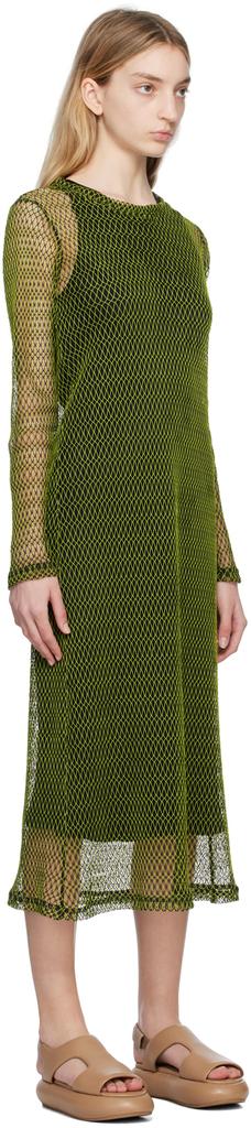 Song for the Mute Green & Black Crewneck Midi Dress