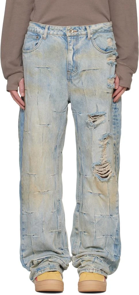 Who Decides War Blue Gathered Jeans 1
