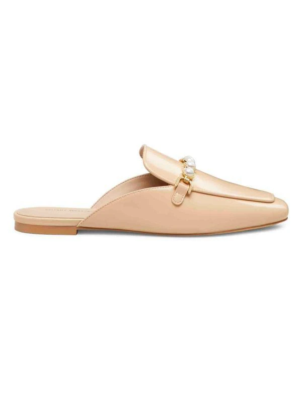 Stuart Weitzman Perla Pearl-Studded Patent Leather Flat Mules 1