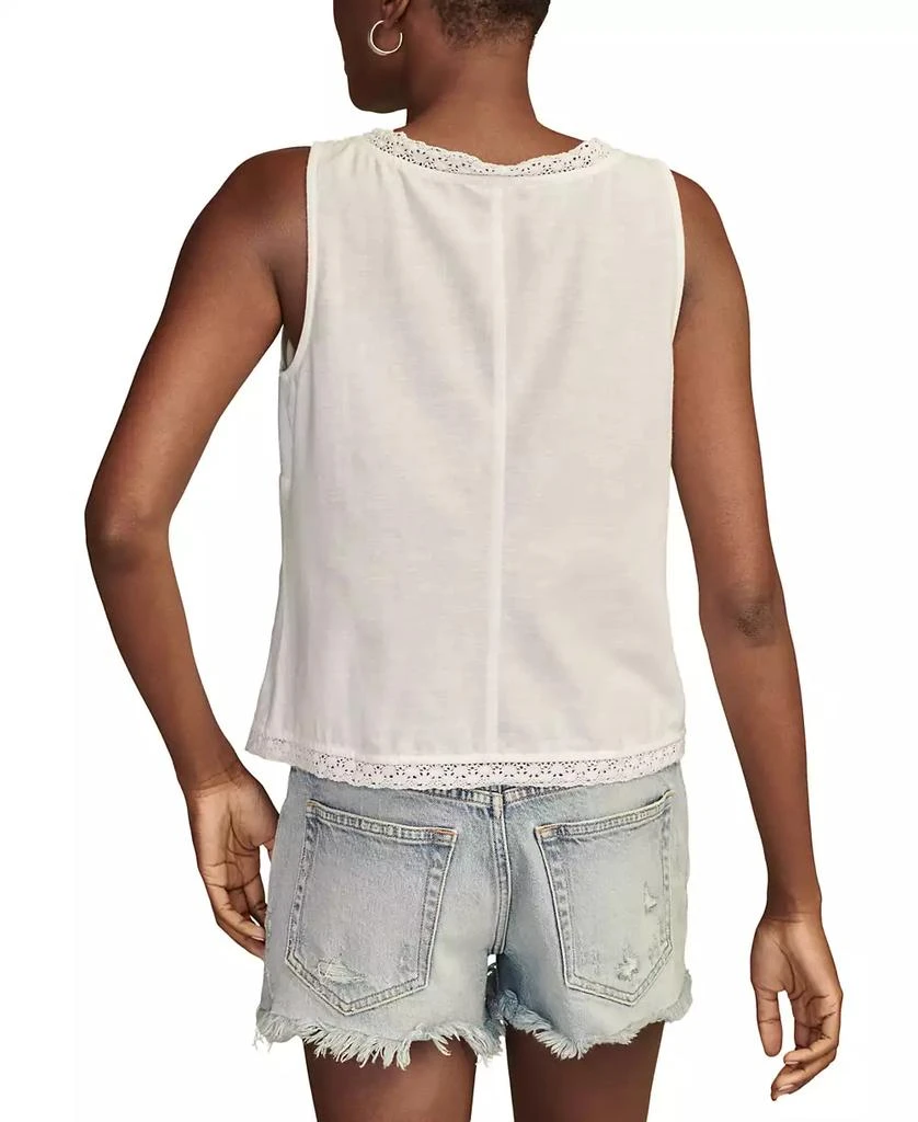 Lucky Brand Women's Flyaway Tie-Front Lace-Trim Tank Top 2