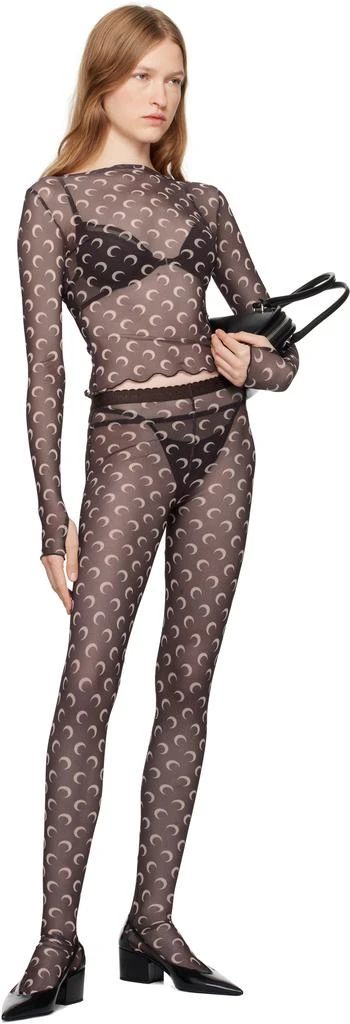 MARINE SERRE Brown All Over Moon Second Skin Long Sleeve T-Shirt 4