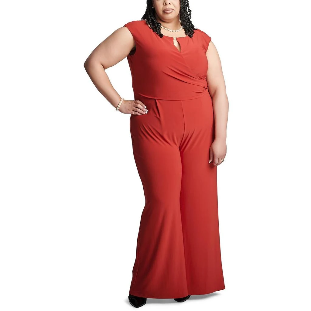 Kasper Womens Faux Wrap Wide Leg Jumpsuit 1