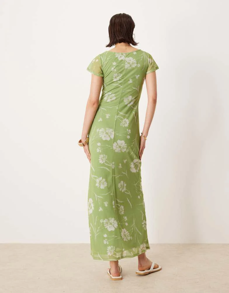 ASOS DESIGN twist front flutter sleeve midi tea dress in green floral print   On Sale Now with Up to 10% Off | Discover Exclusive Deals & Savings at  BeyondStyle  Authentic