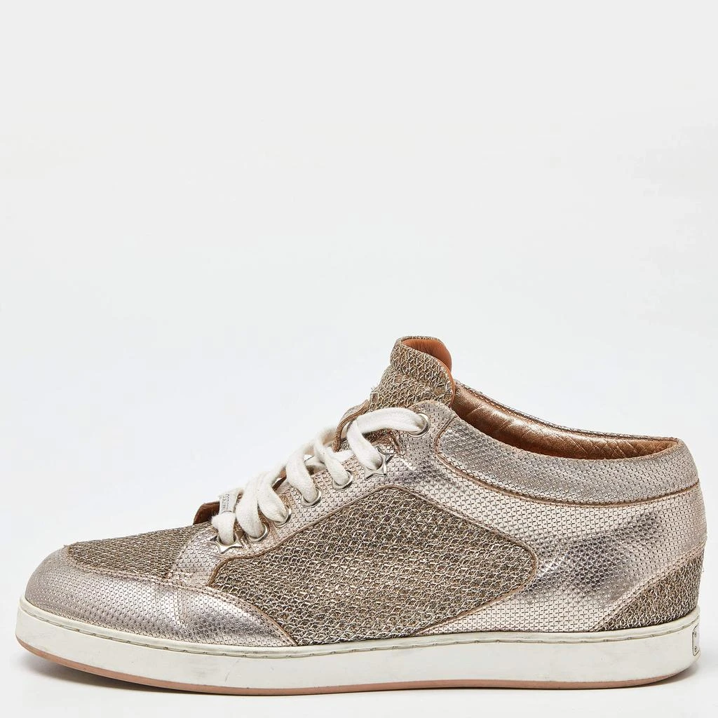 Jimmy Choo Jimmy Choo Rose Gold Leather and Glitter Miami High Top Sneakers Size 36 1