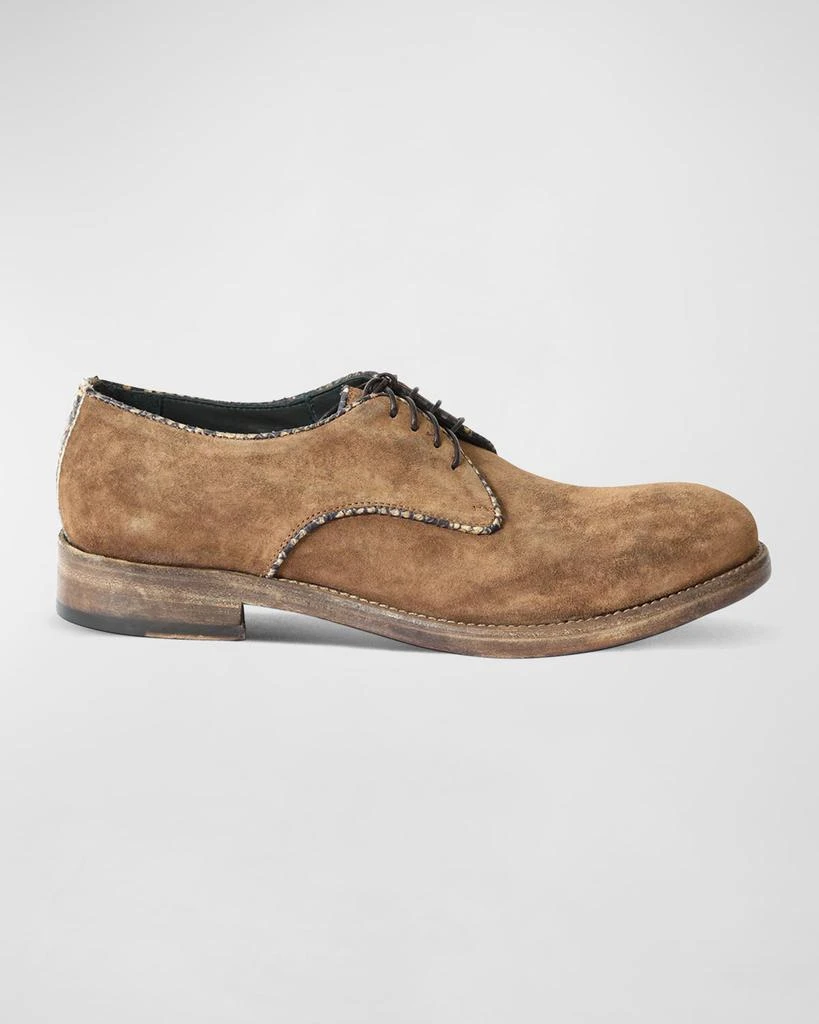 Jo Ghost Men's Washed Suede & Python Derby Shoes 1