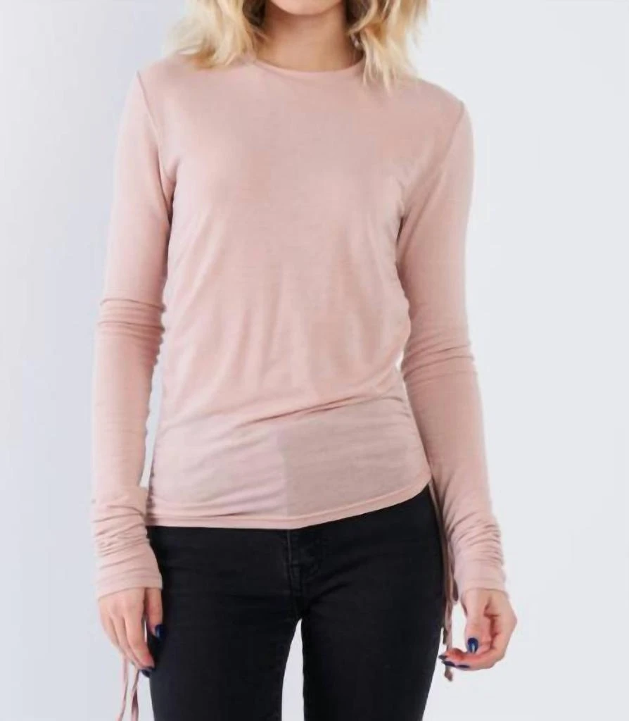 Etophe Studios Side Ruched Draw String Top In Pale Pink 1