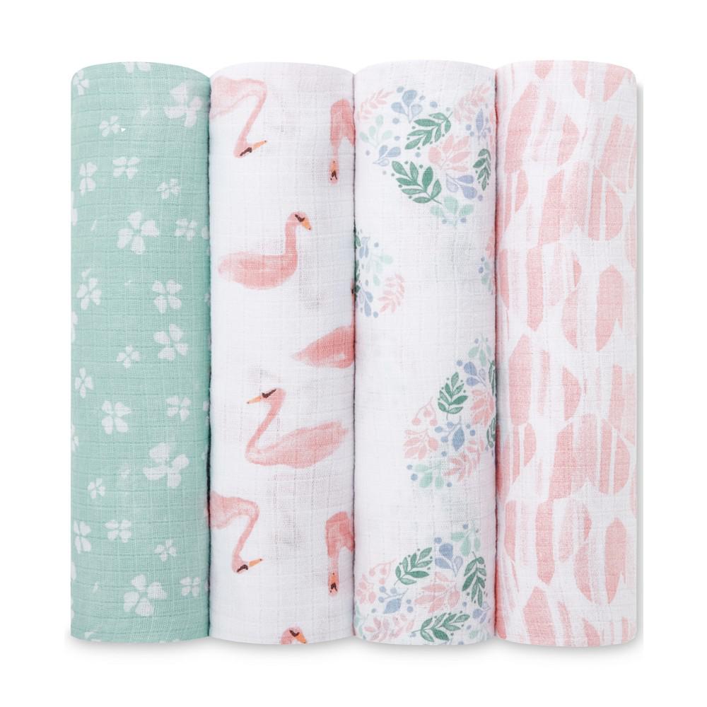 aden by aden + anais Baby Girls Printed Muslin Swaddles, Pack of 4