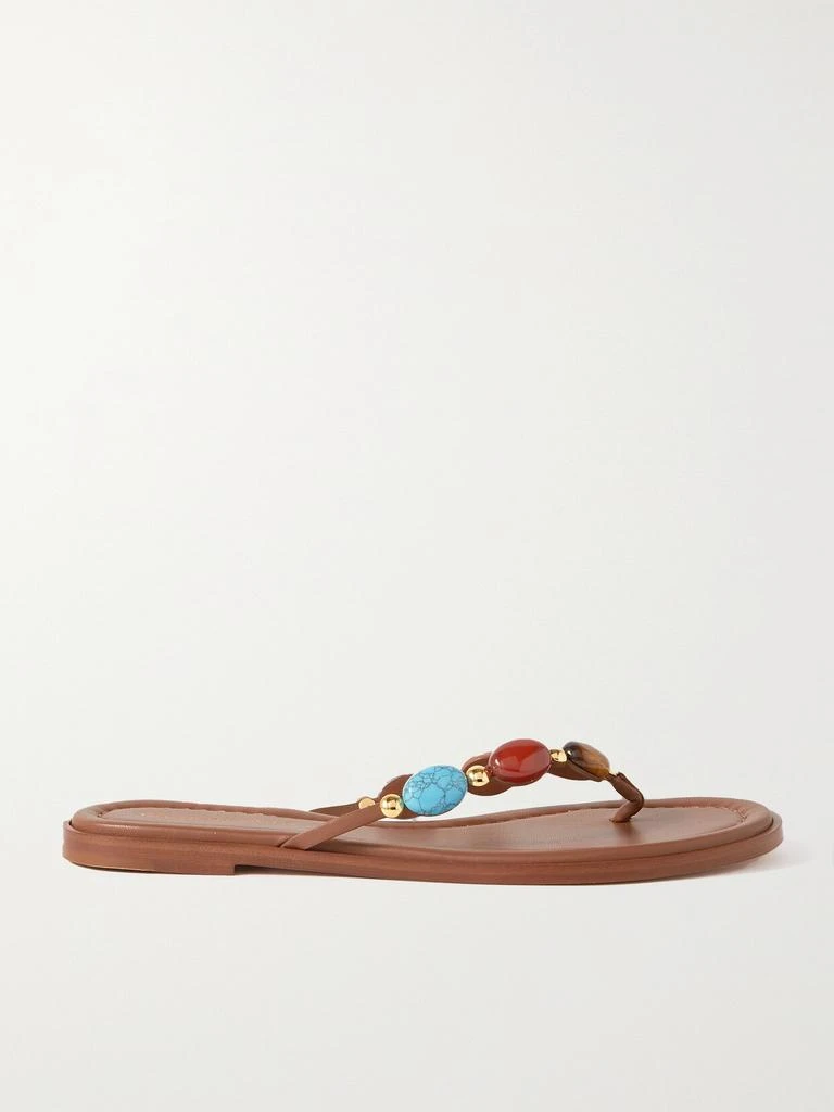 Gianvito Rossi Shanti Thong 带缀饰皮革人字拖  - IT37 1