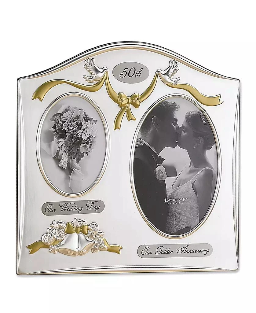 Lawrence Frames Satin Silver and Brass Plated 2 Opening Picture Frame - 50 th Anniversary Design