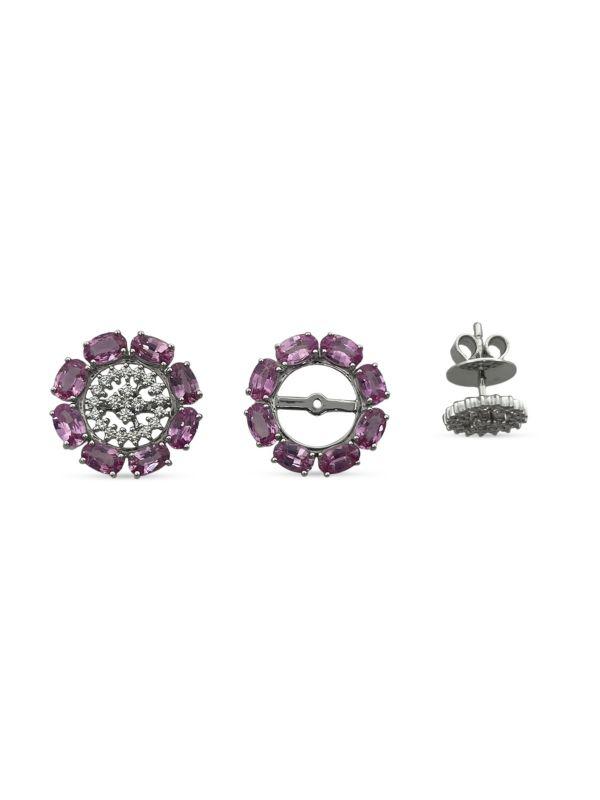 HUEB Bestow 18K White Gold, Pink Sapphire & Diamond Stud Earrings