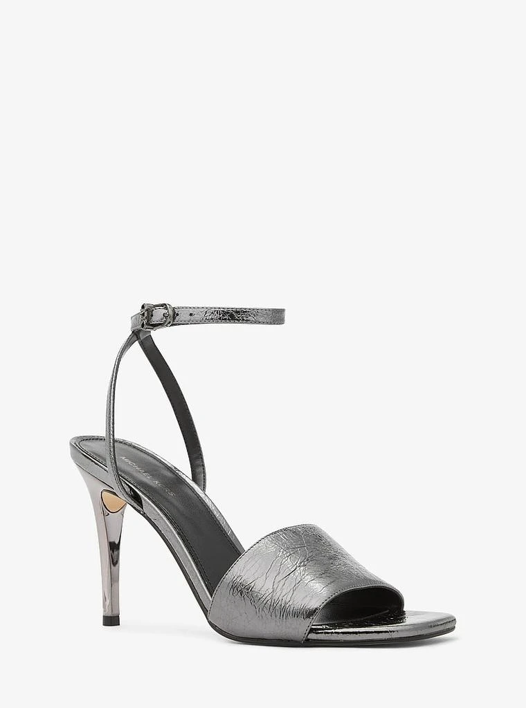 Michael Kors Elyse Crackled Metallic Leather Sandal