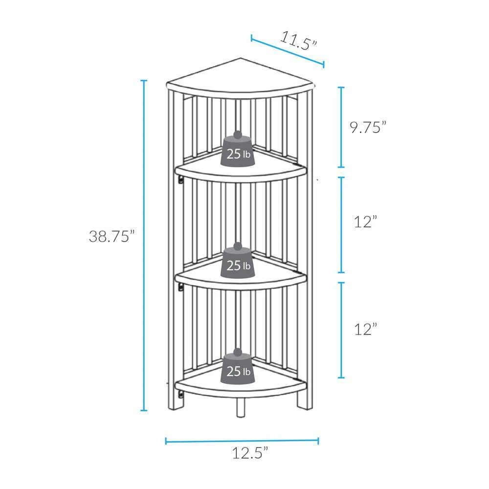 Casual Home 4-Shelf Corner Folding Bookcase - Truffle Brown 3