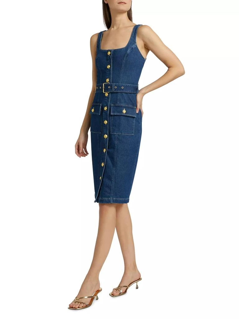 L'Agence Idy Denim Button-Front Midi-Dress 4