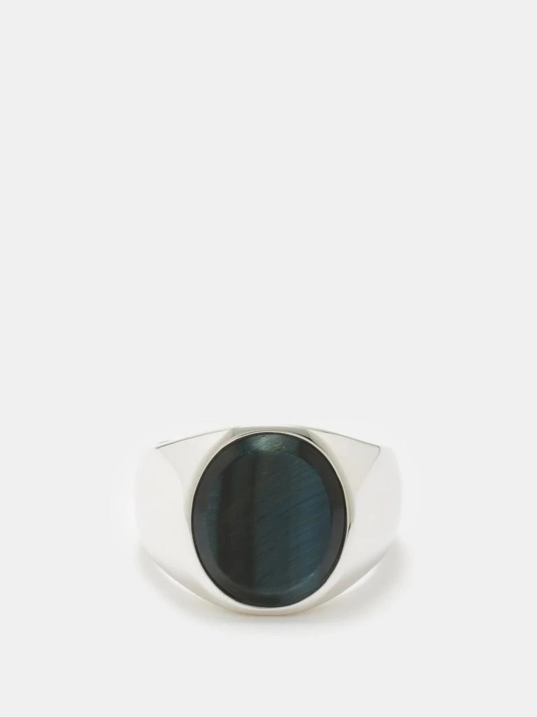 Tom Wood Blue Hawk Eye and sterling silver signet ring 2