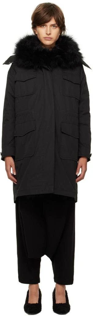 Yves Salomon - Army Black Bachette Shearling Down Coat 1