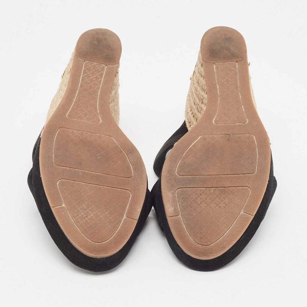 Tory Burch Tory Burch Black Suede Kristen Espadrille Wedge Sandals Size 37 6