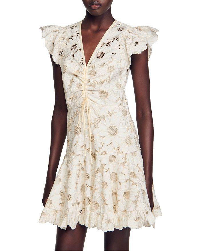 Sandro Danie Floral Scalloped Mini Dress