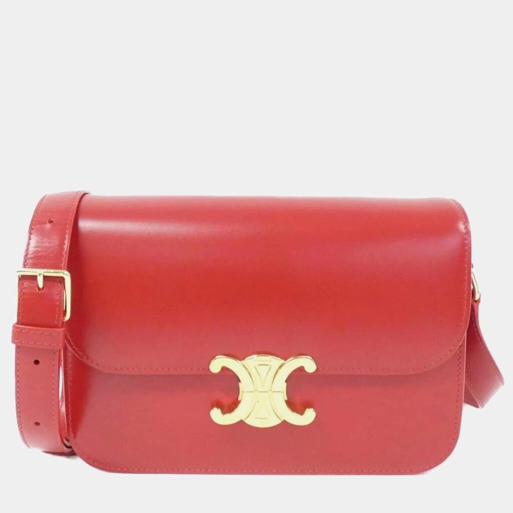 Celine Celine Red Leather Classic Triomphe Shoulder Bag 1