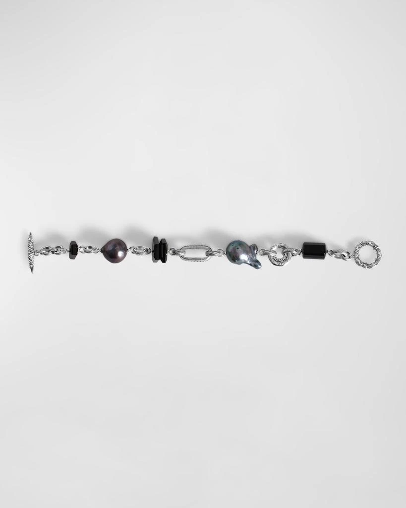 Stephen Dweck Black Agate and Baroque Pearl Bracelet in Sterling Silver 2