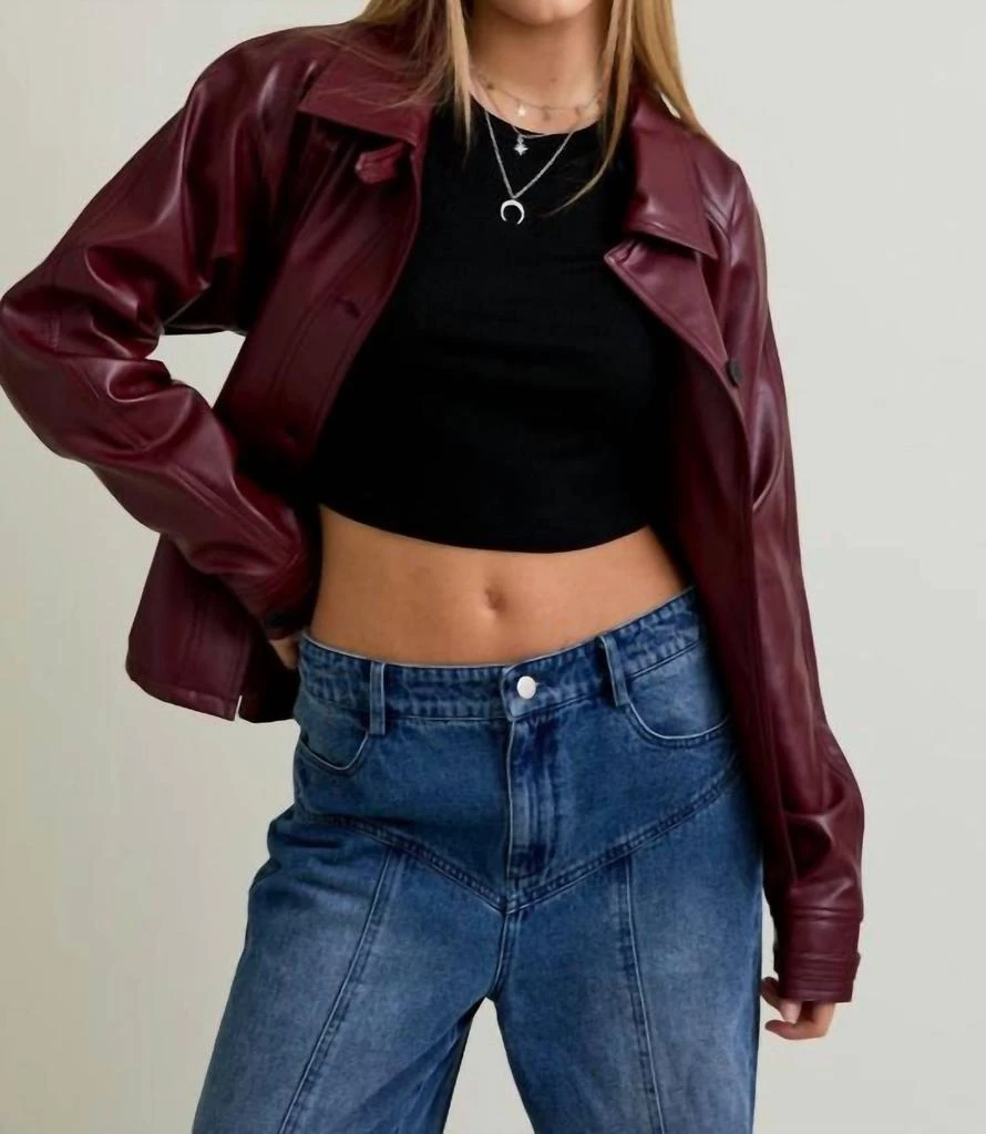 LE LIS Le Lis - Short Faux Leather Trench Coat 3