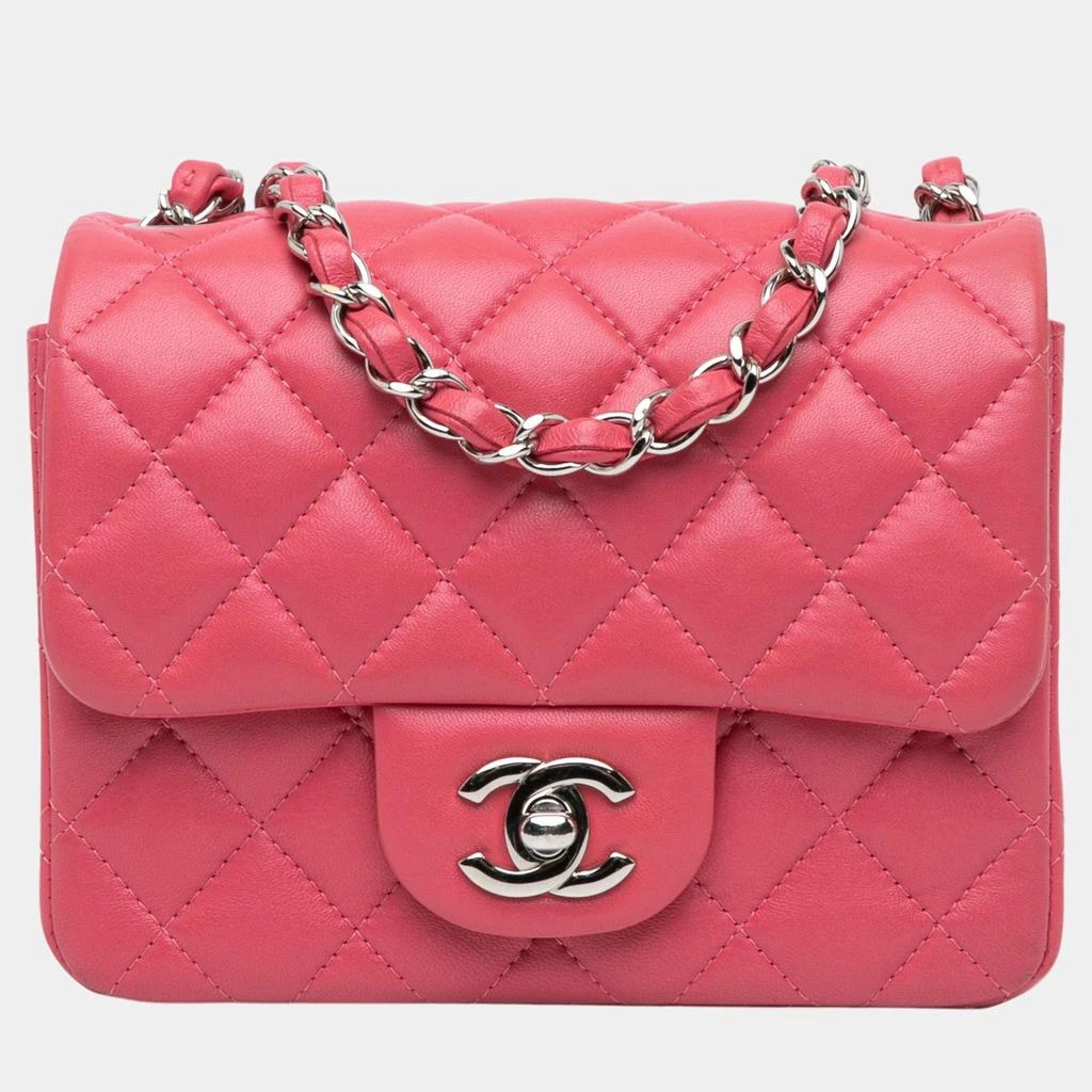 Chanel Chanel Pink Mini Square Classic Lambskin Single Flap Bag 1