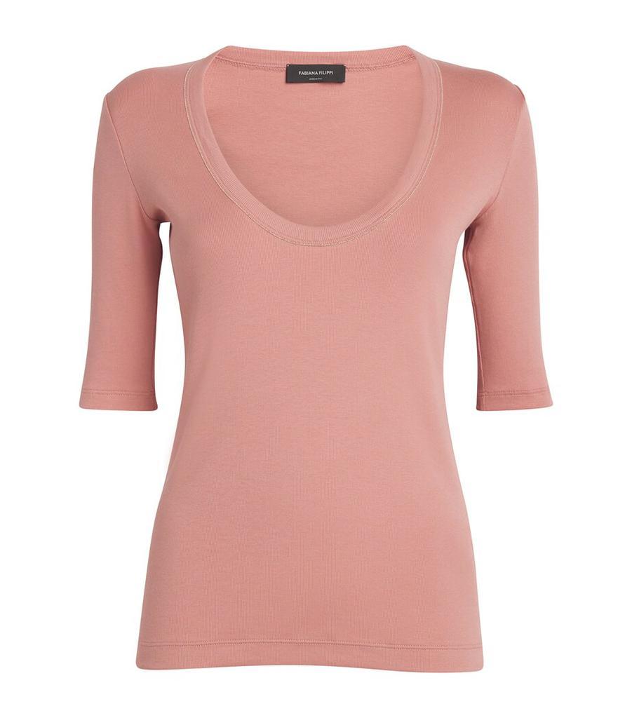 Fabiana Filippi Stretch-Cotton Scoop-Neck T-Shirt - T-Shirts